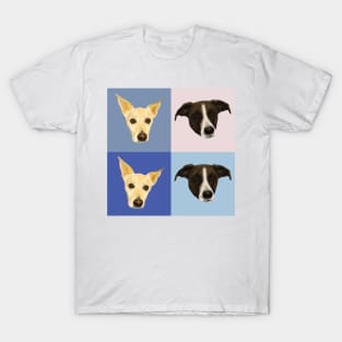 Dog Portraits on Checkered Pattern - Modern Geometrical Style T-Shirt